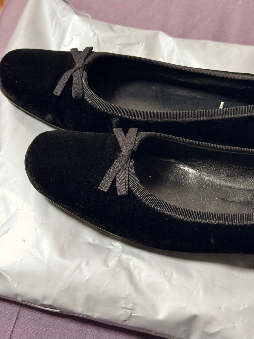 Prada Black Velvet Bow Ballet Flats